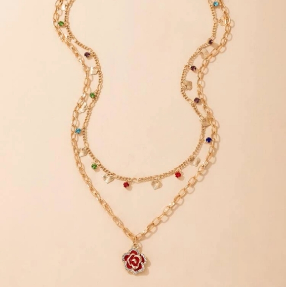 *Kitty* Rose and Hearts Necklace - Picture 4 of 4